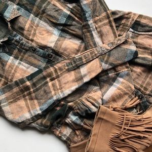 Free People Easy Street Flannel Tunic, XS like new